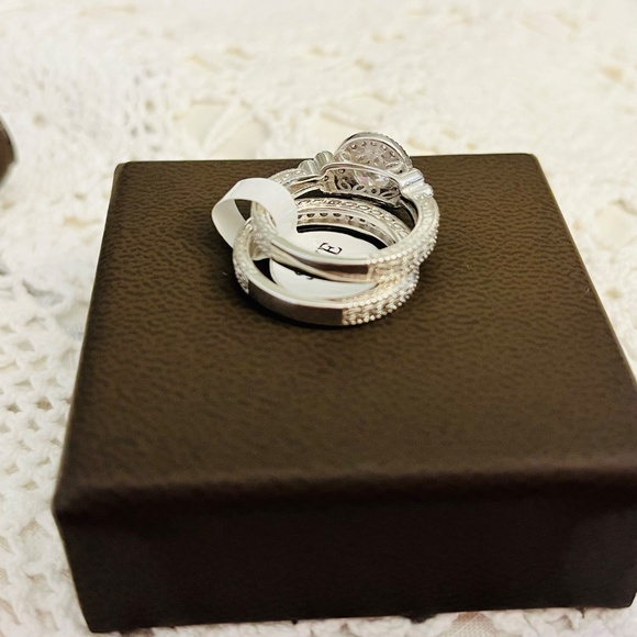 Sterling Silver CZ Stacking Engagement and Wedding Band Rings Size 6 NWT - Picture 7 of 8